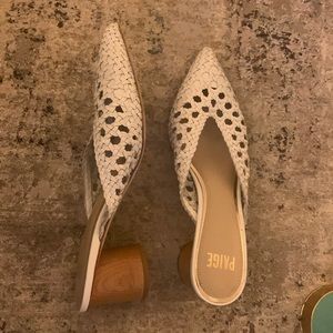 Paige white woven low heel mules!